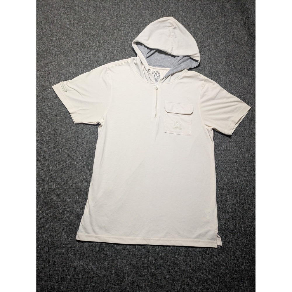 Akademiks Clothing Hoodie Shirt Mens Large White  Quarter Zip Tee‎ Chest Pocket